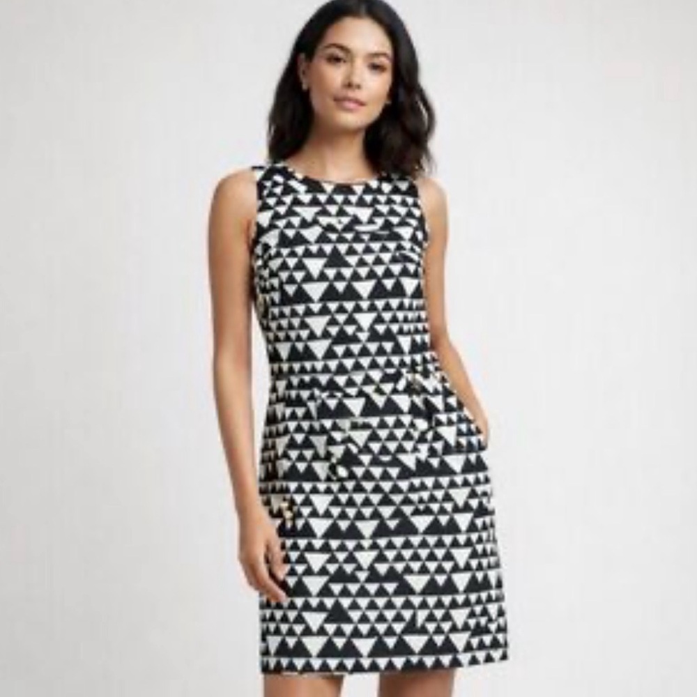 J. Crew Geometric Triangle Sleeveless Shift Dress Size 6 Black White